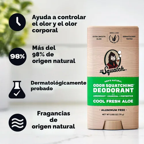 Vista 5 de Dr. Squatch Desodorante natural para hombres, sin aluminio, Summer Citrus + Cool Fresh Aloe, 2.65 oz, 2