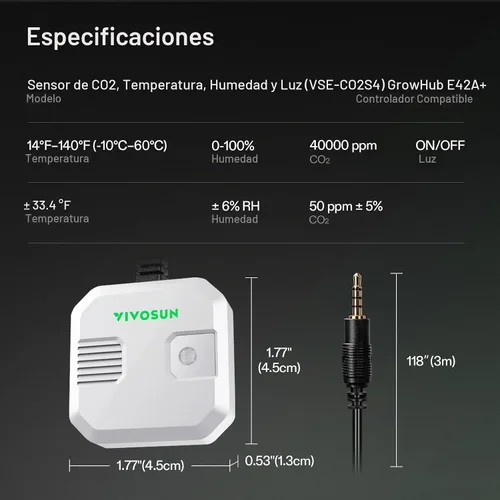 Vista 9 de VIVOSUN Sensor de crecimiento 4 en 1, temperatura del monitor, húmedo, CO2