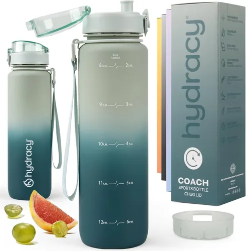 Vista 10 de Hydracy Botella de agua con marcador de tiempo, botella grande de 32 onzas/946 ml, sin BPA, con gradiente, a prueba de fugas y funda sin sudor