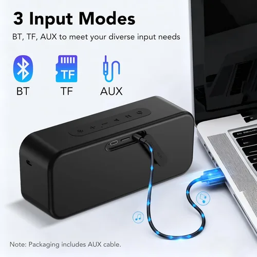 Vista 6 de Altavoz Bluetooth portátil, altavoz inalámbrico estéreo de 30 W con graves profundos y luces RGB, Bluetooth 5.4, IPX7 impermeable, tiempo