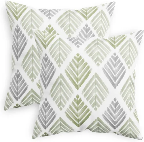Vista 11 de CaliTime Juego de 2 fundas de almohada decorativas de vellón de dos tonos con diseño geométrico de hojas de árbol para sofá, cama, decoración