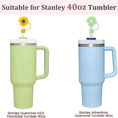 Vista 2 de Haundry Paquete de 2 fundas de silicona para botas y popote para vaso Stanley de 40 onzas, funda protectora para botella de agua Stanley de 40