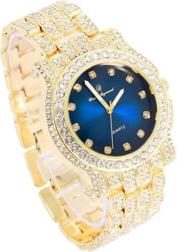 Vista 99 de Charles Raymond Bling-ed Out Ultimate Hip Hop Royalty Reloj para hombre con número romano de fácil lectura o indicadores de tiempo de diamantes