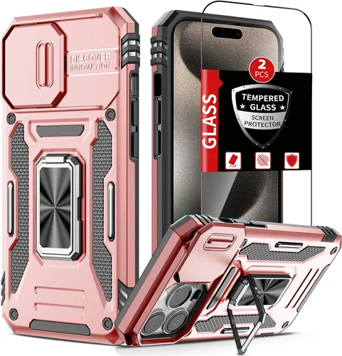 Vista 26 de Funda para iPhone 12 Pro Max con 2 protectores de pantalla, cubierta deslizante integrada para cámara para 12Pro Max, funda para teléfono