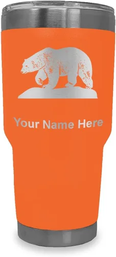 Vista 16 de LaserGram Vaso aislado al vacío de 20 onzas, oso polar, grabado personalizado incluido (negro)