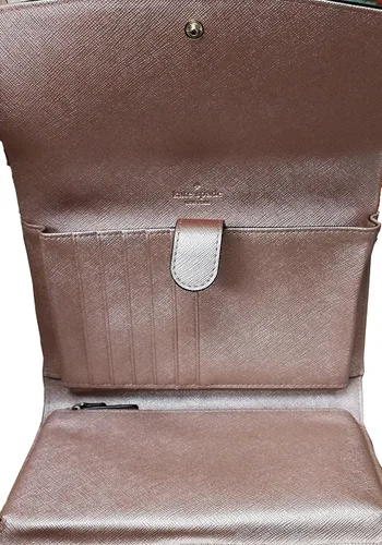 Vista 3 de Kate Spade Laurel Way Winni Saffiano Cartera de embrague de cuero WLRU2667 rosa dorado, Oro Rosa