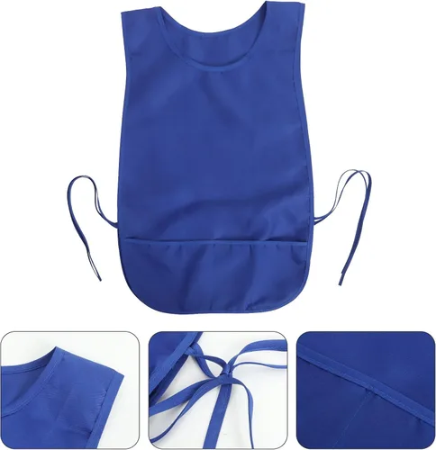 Vista 7 de COLLBATH Waterproof Polyester Apron with Adjustable Ties and Pockets Grease-proof Kitchen Vest Apron for Cooking Baking Restaurant Use