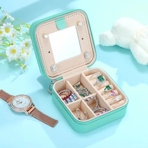 Vista 4 de Parima Joyero de viaje para niñas y mujeres, caja organizadora de joyas, cajas de joyería personalizadas para mujeres y niñas, caja de joyería