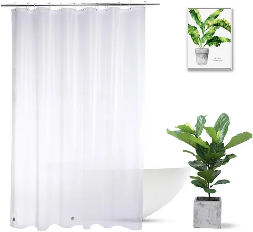 Vista 12 de Forro de cortina de ducha de 48 x 72 pulgadas, forro de ducha transparente con peso PEVA con 3 imanes y 8 ganchos de plástico, 100% impermeable