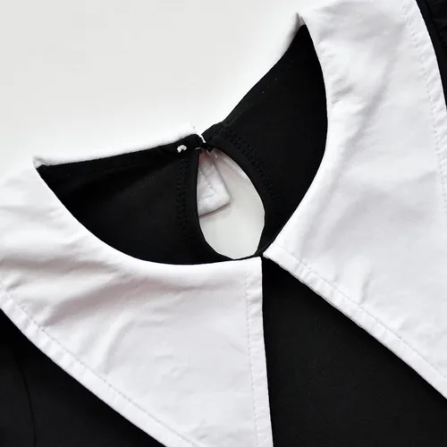 Vista 4 de ODOLDI Vestido de fiesta de skater de corte negro para niñas