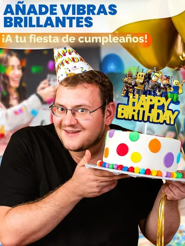Vista 6 de Decoración para Tarta de Videojuego - Decoración de Tarta de Juego de Cartón Brillante para Jugadores, Diseño Llamativo, Instalación Firme y Fácil
