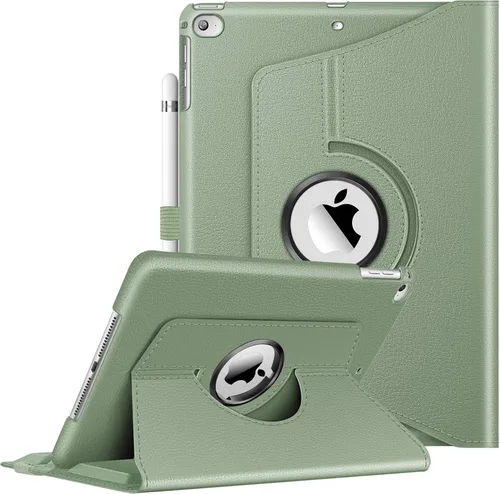 Vista 10 de Fintie - Funda giratoria para iPad 6ª/5ª generación (2018/2017), iPad Air 2 / Air 1 (24.6 cm) - Funda giratoria de 360 grados con pie, función