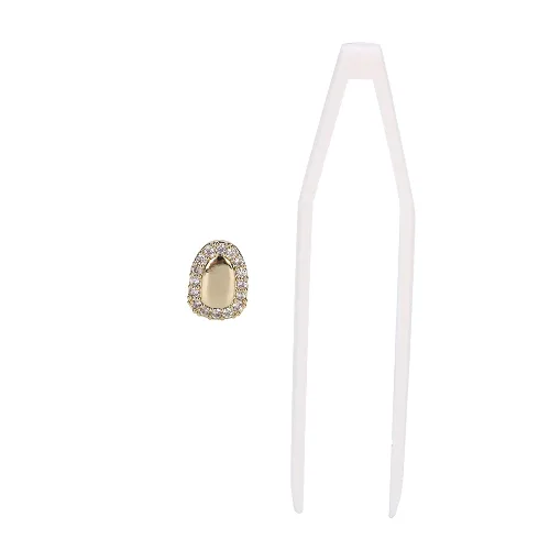 Vista 5 de Parrillas dentales, dientes de hip hop, dientes brillantes chapados en oro, un solo diente para tus dientes, hombres y mujeres, joyería de hip hop
