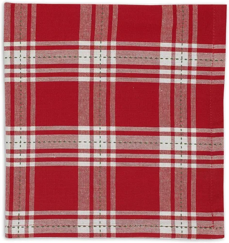 Vista 2 de DII Holiday Sprigs - Mesa de comedor y decoración de cocina, juego de servilletas, 20 x 20, cuadros Dobby rojos y blancos, 6 piezas