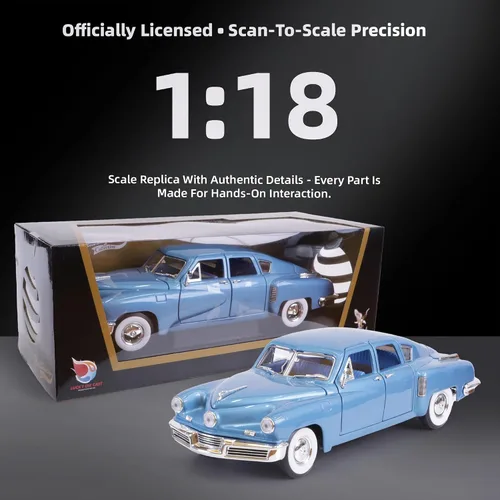 Vista 4 de 1948 Tucker Torpedo Escala 1/18 Modelo de Metal Fundido a Presión Premium Colección Clásica Vintage de Aleación de Coches con Vitrina, para Hombres