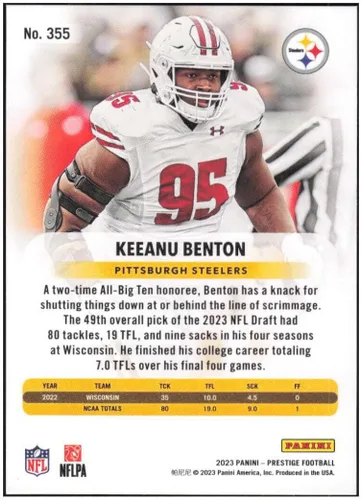 Vista 2 de Keeanu Benton RC 2023 Panini Prestige #355 ROOKIE NM+-MT NFL Football Steelers