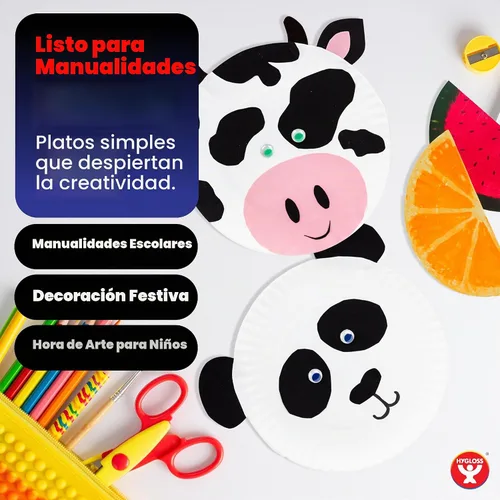 Vista 4 de Hygloss Platos de Papel Pequeños a Granel de 6 Pulgadas - Platos de Postre Desechables para Fiestas, Pasteles, Aperitivos, Bocadillos, Vajilla