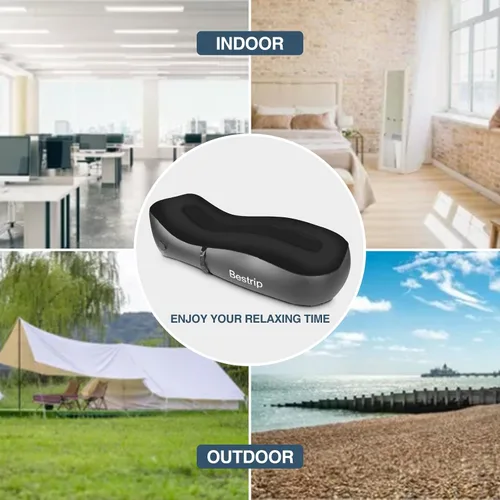 Vista 23 de Bestrip Sofá inflable con bomba incorporada – Sofá tumbona de aire de tamaño extra mejorado, cama portátil con bolsa de almacenamiento, cama