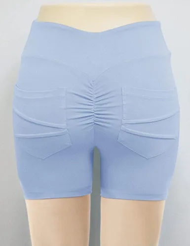 Vista 3 de HIOINIEIY Leggings fruncidos con levantamiento de glúteos para mujer, cintura alta, pantalones de yoga con bolsillos