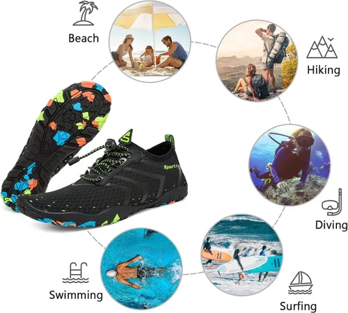 Vista 6 de Water Shoes Mens Womens Beach Swim Shoes Quick-Dry Aqua Socks Pool Shoes for Surf Yoga Water Aerobics