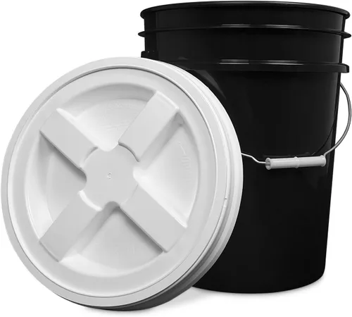 Vista 17 de ePackageSupply - Cubo de 5 galones, grado alimenticio, sin BPA, color negro y negro, 1 unidad Negro/Negro