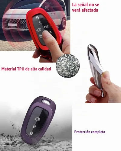 Vista 3 de Horande Funda para llavero de TPU para Hyundai Sonata Santa fe Tucson 2020 2021 2022 (morado)