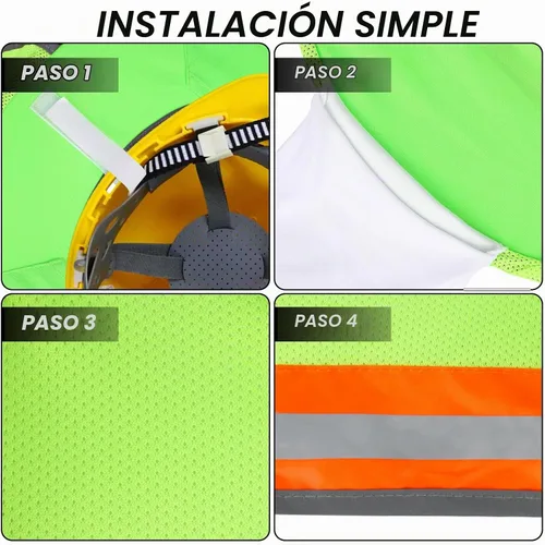 Vista 5 de Parasol de sombrero duro con visera de ala completa, protege tu cuello del sol, accesorios de construcción para hombres para sombreros duros Verde