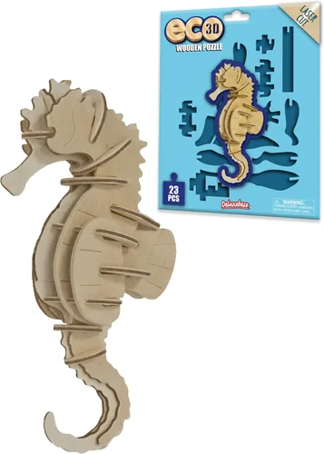 Vista 3 de Rompecabezas de madera Eco 3D de Deluxebase. Kit de manualidades de rompecabezas 3D con temática animal. Juguetes de animales de safari de madera