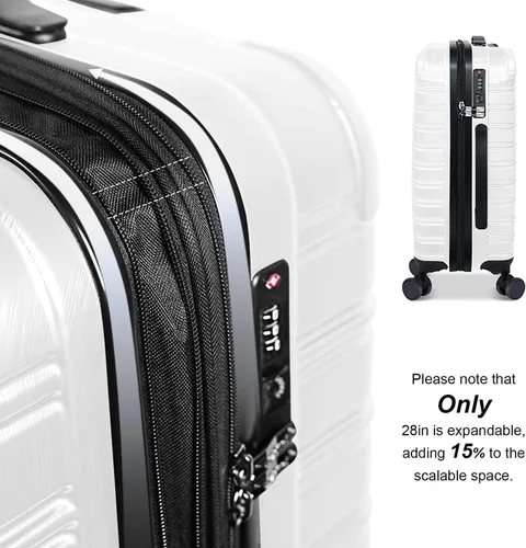 Vista 3 de Feybaul Maleta de equipaje PC+ABS con bloqueo TSA extensible de carcasa dura con ruedas giratorias de 20 pulgadas, 24 pulgadas, 28 pulgadas, Blanco