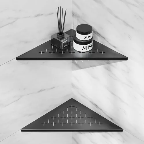 Vista 14 de lives Estante de ducha esquinero con diseño de ranura de 10 pulgadas, estantes de ducha empotrados para pared de azulejos, estantes esquineros