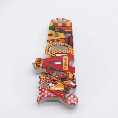 Vista 3 de Letras 3D Madrid refrigerador imán nevera recuerdos turísticos hecho a mano resina artesanía pegatinas magnéticas hogar cocina decoración viaje