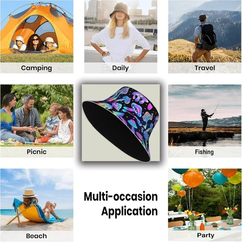 Vista 7 de Sombrero de pescador retro de los años 80 y 90 para hombres y mujeres, plegable, gorra para el sol, accesorios para fiestas rave, sombrero