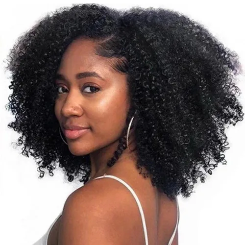 Vista 9 de Mongol afro rizado rizado paquetes cabello humano 8 8 8 pulgadas color Paquetes Rizos Afro Kinky 1b