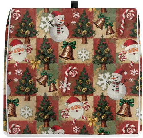 Vista 7 de Cubierta de batidora de pie de Navidad de 4.5 a 5 cuartos de galón, cubierta de mezclador retro, lavable, antimanchas, para cocina, piezas