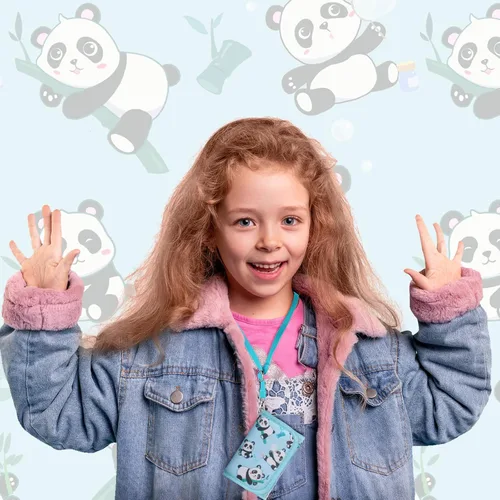 Vista 6 de Hapycat Cartera infantil para niñas, Panda-azul