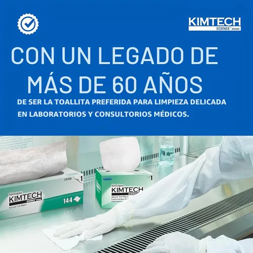 Vista 2 de Kimtech Kimwipes, Limpiaparabrisas delicados, 1 capa, 4.4 x 8.4, sin perfume, blanco, 286/caja