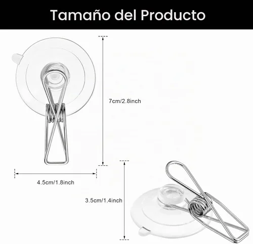 Vista 2 de 16 clips de ventosa, soporte de abrazadera de plástico transparente