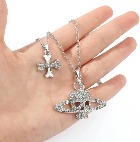 Vista 5 de 3D Saturn Pendant Necklace for Women - Anime NANA Cool Girl Punk Saturn Planet Necklace Gothic Jewelry Christmas Gifts