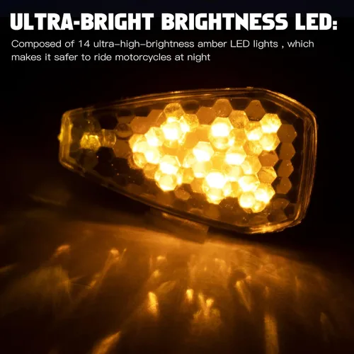 Vista 4 de x xotic tech 2 mini flechas de tallo claro indicador intermitente intermitente 14-LED delantero trasero ámbar lámparas de luz universal ajuste