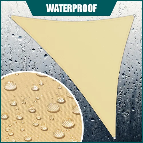 Vista 2 de Royal Shade Toldo Vela de Sombra Solar Triangular Beige de 4' x 4' x 4' Impermeable Pedido para Hacer rsTADT16 Toldo Parasol, UPF50+ 98% Bloqueo UV
