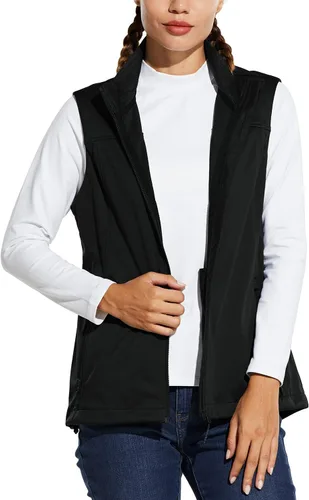 Vista 8 de BALEAF Chaleco ligero Softshell sin mangas para mujer, resistente al viento, cuello alto con bolsillos con cremallera, correr, senderismo, golf