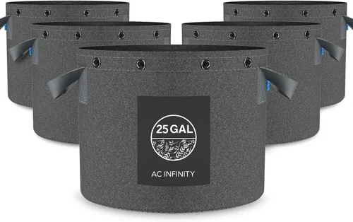 Vista 9 de AC Infinity - Macetas de tela resistente de 1 galones para cultivo de aireación, 5 unidades con tela no tejida gruesa de 17.64 oz (500 G) y anillos