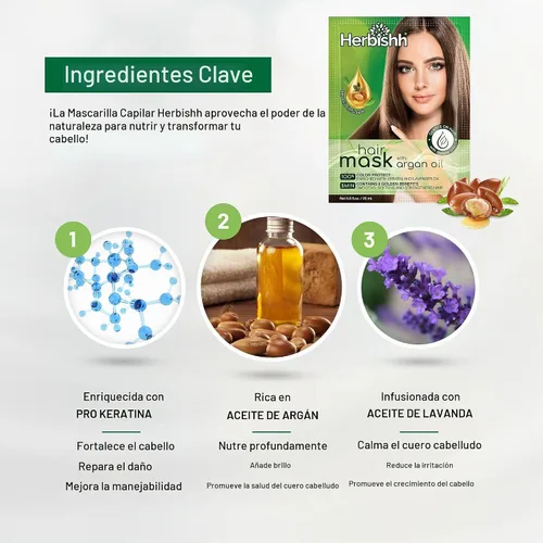 Vista 3 de Herbishh Mascarilla de argán para el cabello, acondicionador e hidratación
