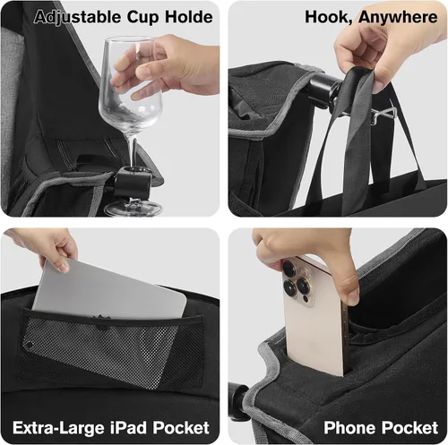 Vista 6 de Silla de campamento de gran tamaño para adultos, silla acolchada para Gris negro