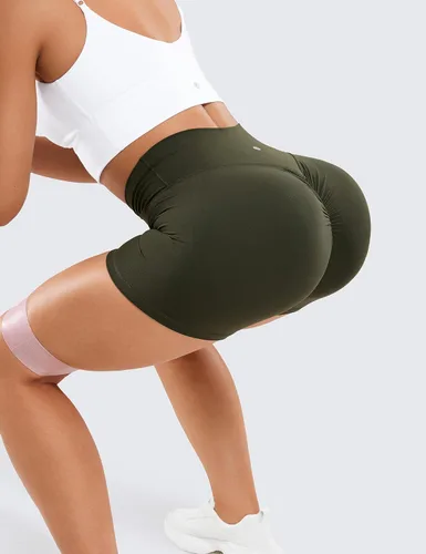 Vista 4 de CRZ YOGA Butterluxe - Pantalones cortos de ciclismo para mujer de 3 5 pulgadas, cintura alta, sin costura frontal, para entrenamiento, yoga