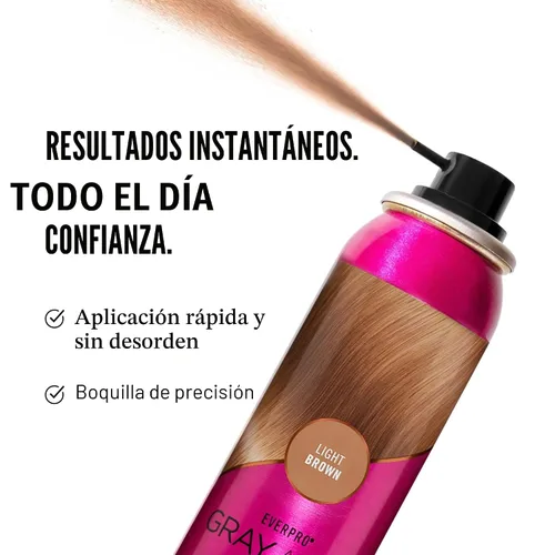Vista 5 de EVERPRO Gray Away - Spray instantáneo para cubrir raíces, 2.5 onzas, marrón claro