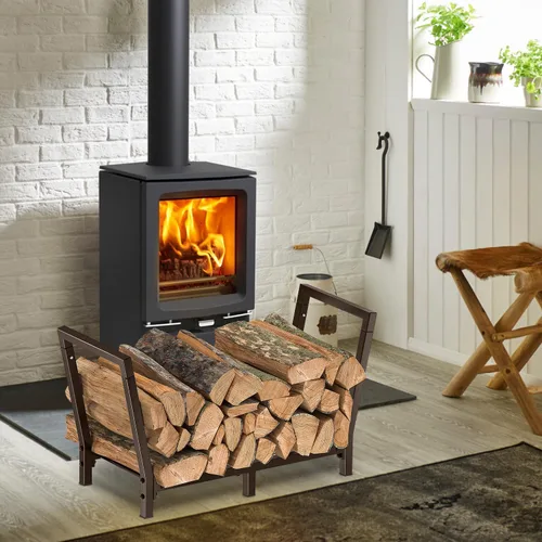 Vista 7 de Estante de leña de 34 pulgadas para exteriores e interiores, soporte de almacenamiento de madera de 2.7 pies, soporte de madera resistente