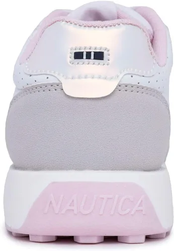 Vista 4 de Nautica Zapatos de moda para niñas, tenis bajos con cordones para niños grandes, niños pequeños y niños pequeños (tacón regularsuela de plataforma)