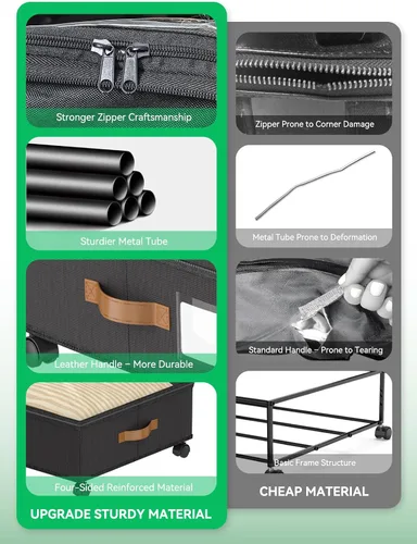 Vista 7 de Paquete de 2 contenedores de almacenamiento debajo de la cama con ruedas, contenedores de almacenamiento de zapatos de 58 L XXL debajo de la cama