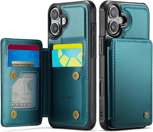 Vista 56 de Vinich for iPhone XR Wallet Case with Card Holder, Black RFID Blocking Credit Slots, Kickstand, Shockproof Flip Phone Cover, PU Leather, Double